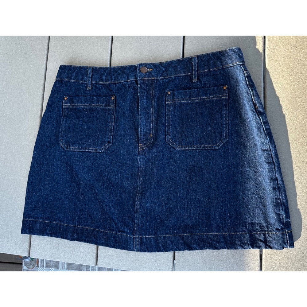 Boden Dark Wash Denim A-Line Mini Skirt High Rise Blue Size US 16/18R